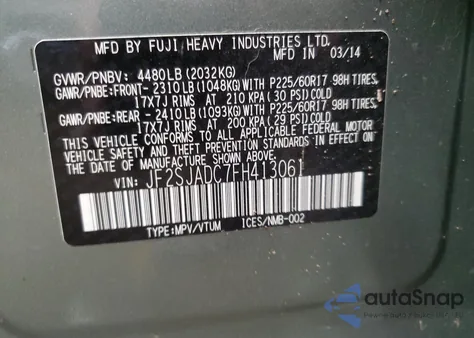 2015 Subaru Forester 2.5I Premium from USA, damaged, VIN JF2SJADC7FH413061